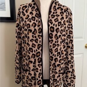 Rachel Zoe Brown and Black Leopard Cardigan Sweater